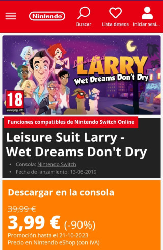 Leisure Suit Larry - Wet Dreams Don't Dry por 3,99€.
