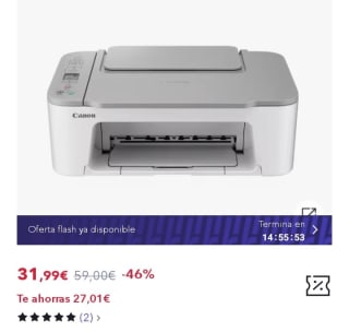 Impresora de inyección de tinta PIXMA TS3351 de Canon, blanca por 22,39€.
