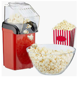 Máquina de hacer palomitas de preparación rápida sin grasa con aire caliente, 1200w, incluye vaso medidor por 12.72€