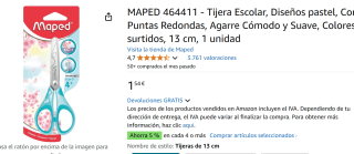 Tijeras Escolares - Essentials Soft Pastel 13 cm marca Maped por 1,54€