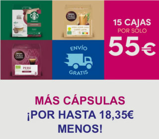 15 Cajas a tan solo 55€ en Dolce Gusto
