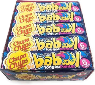 Chupa Chups Big Babol Bubble Gum - Blue Raspberry Tongue Painter (6 Gums Per Pack, 20 Packs) - £6.79
