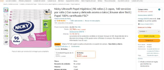 96 rollos de papel higienico Nicky Ultrasoft por 18.20€