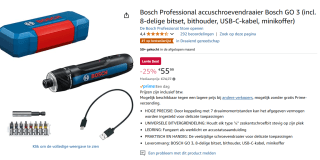 Bosch Professional GO (Gen 3) - Schroefmachine voor €45,99 dmv code bij Amazon