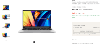 ASUS VivoBook S15 OLED 2.8K 15,6 pulgadas con Ryzen 7 5800H, 16GB, 512GB SSD, W11 por 849€