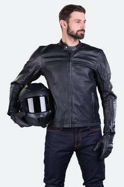 Chaqueta de moto de cuero + vaqueros moto refuerzo aramida por 99,98€