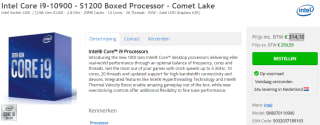 Intel Core i9-10900 Boxed voor €314,10 bij Hardwarewebwinkel