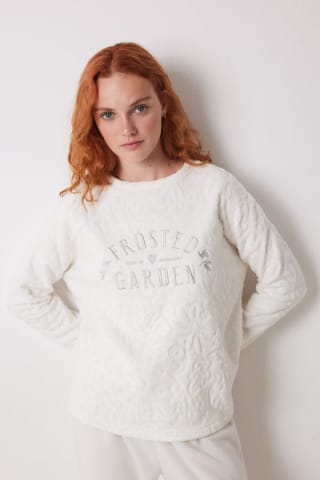Pijama largo polar marfil para Mujer por 11.99€