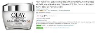 2 Botes de Olay Regenerist colágeno, sin Perfume, crema de día, Resultados en 14 dias por 21.94€