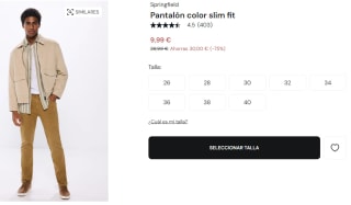 Pantalón slim fit para Hombre Springfield por 9.99€