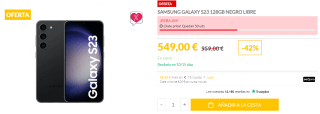 Samsung Galaxy S23 de 128GB Negro Libre por 549€