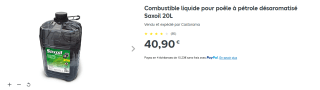 Combustible liquide pour poêle à pétrole désaromatisé Saxoil 20L à 40,90€