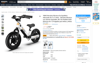YBIKE bicicleta eléctrica de equilibrio para niños 3 a 5 años por 160,62€