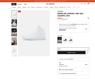 Zapatillas Jordan WMNS AIR JORDAN 1 MID 365 por solo 78,36€