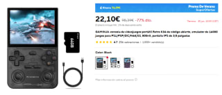 GAMINJA consola videojuegos portátil Retro K36 código abierto, emulador 16000 juegos para PS1/PSP/DC/N64/SS por 22,08€