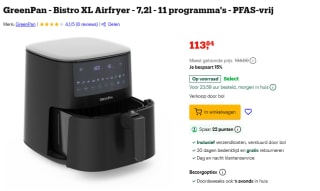 GreenPan Bistro 11-in-1 XL Air Fryer, 7,2 L voor €113,84 bij Bol