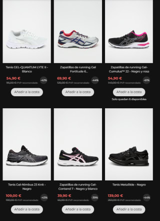Hasta 65% + 10€ EXTRA descuento calzado Asics grandes ofertas