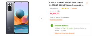 Xiaomi Redmi Note 10 Pro 256GB por $3,550 en Linio