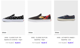 Rebajas hasta 80% descuento calzado Vans adultos desde 19€