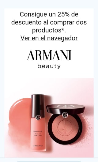 -25% por comprar 2 productos en Armani Beauty.