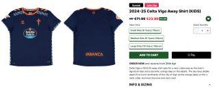 Camisetas Celta de Vigo 2024-25 infantiles por 21,59€