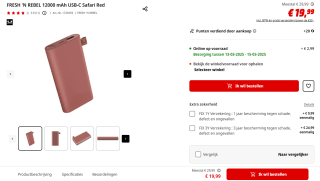 FRESH 'N REBEL Powerbank 12.000 mAh voor €19,99 bij Mediamarkt