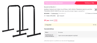 Barras paralelas para Calistenia, Dips Cross Training musculación por 31,30€
