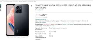 Xiaomi Redmi Note 12 Pro 4G 8/128GB por 219€