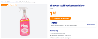 The Pink Stuff badkamerreiniger spray (750 ml) voor €1,88 bij de Action