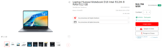 Huawei Matebook D16 i512th 8GB 512 SSD con descuento en Sanborns