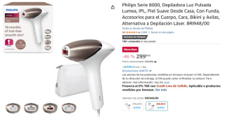 Philips Serie 8000, Depiladora Luz Pulsada Lumea por 299,99€