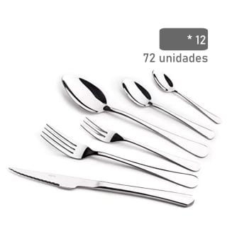 VIER - Juego de 72 Cubiertos "Murano" de Acero Inoxidable por 27,94€