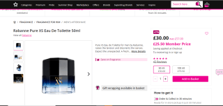 Paco Rabanne Pure XS 50ml Eau de Toilette - £25.50