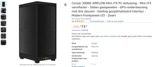 Corsair 2000D Airflow Mini ITX PC case voor €73 bij Amazon