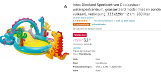 Intex Dinoland speelzwembad voor €32,26 bij Amazon