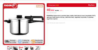 FAGOR Dual Xpress olla a presión por 40€