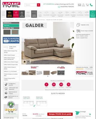 El sofá Galder chaise longue por 379,99€