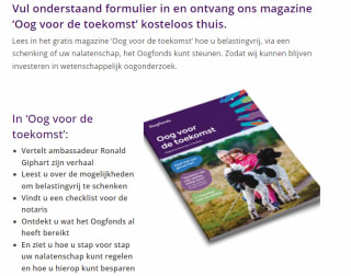 Gratis Magazine ‘Oog voor de toekomst’ van het Oogfonds