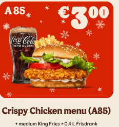 Crispy Chicken menu + medium King Fries + 0,4 L Frisdrank voor €3 bij Burger King