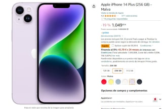 Móvil Apple iPhone 14 Plus de 256GB por 949€ Malva