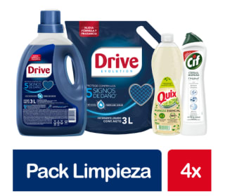 Pack Detergente Líquido Drive + Recarga 3 L + Quix + Cif por $16.874