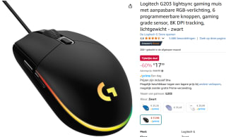 Logitech G203 LIGHTSYNC - Gaming Muis - Zwart voor €17,99 bij Amazon