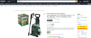 Nettoyeur Haute-Pression Bosch UniversalAquatak 135 Bar à 130€
