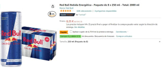 Pack de 8×250ml Red Bull por 4.06€