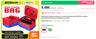 Super Mario Funda transporte grande consola Nintendo Switch por 5,48€