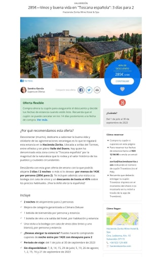 3 días en el Valle del Duero para 2 personas por 285€.