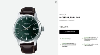 Montre automatique Seiko Presage Cocktail Mockingbird à 419€