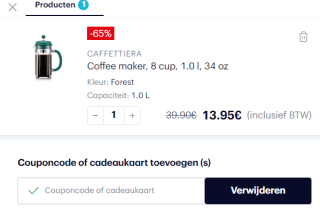 BODUM Caffettiera Franse pers koffiezetapparaat voor €13,95 dmv code bij Bodum