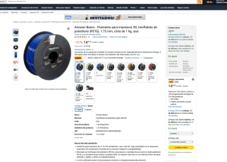 Amazon Basics Filamento PETG para impresora 3D 1.75 mm por solo 11,99€