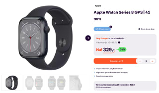 Apple Watch Series 8 GPS 41 mm voor €329